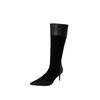 2025 autumn and winter new pointed thin heel high heel temperament French fashion splicing suede sexy beautiful women boots