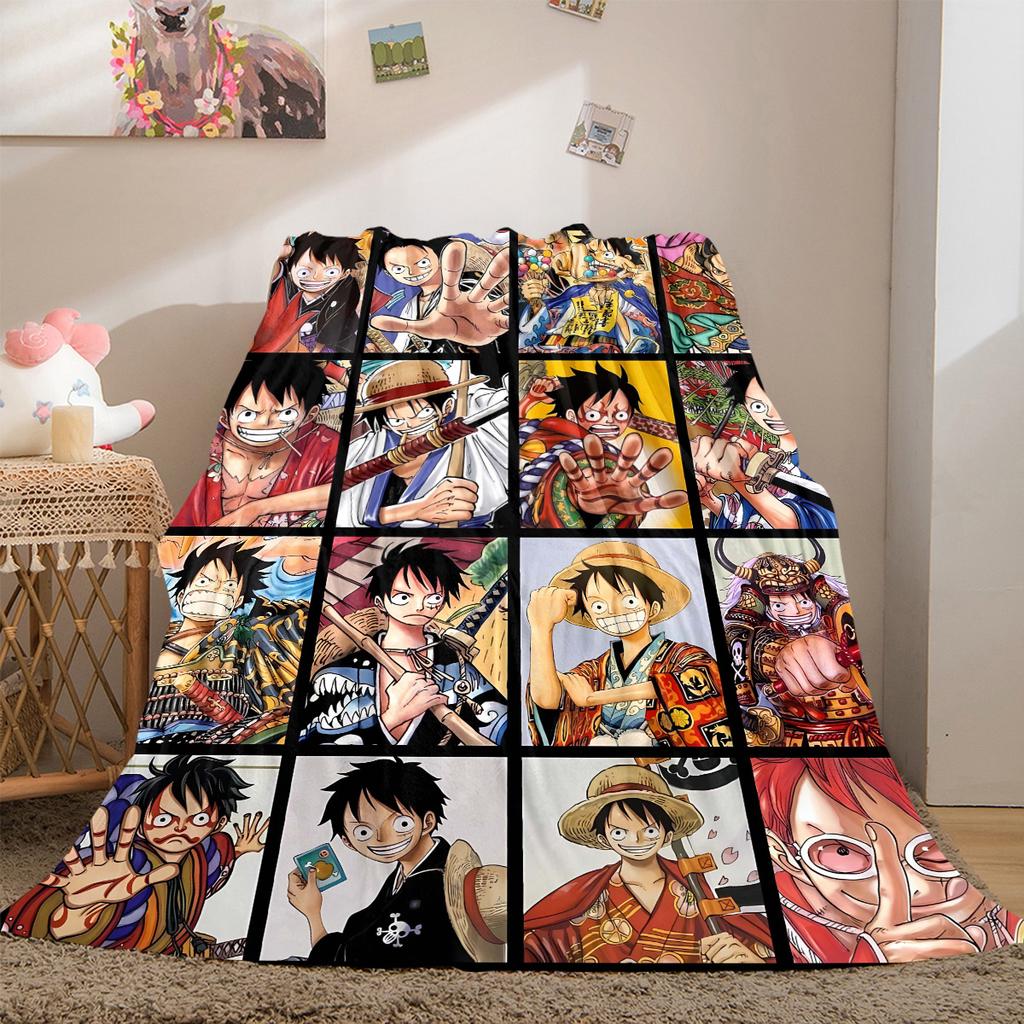 One Piece Anime Luxury Flannel Lightweight Blanket Home Decor Sofa Bed Travel Cover Family Gift LXR148