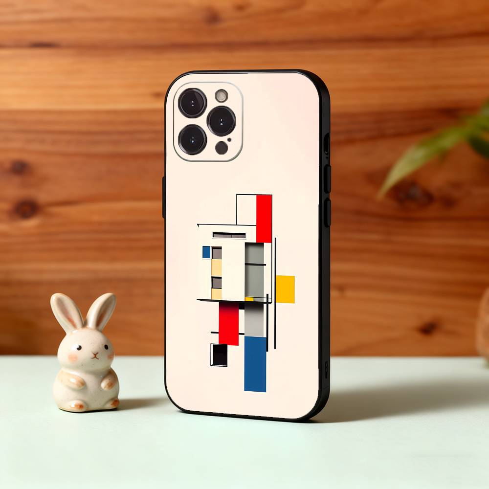 Абстрактные формы в стиле Мондриан-Баухаус Чехол для телефона Для iPhone17,16,15,14,13,12,Plus,Pro Max, 5G Другие Мягкий Черный Чехол