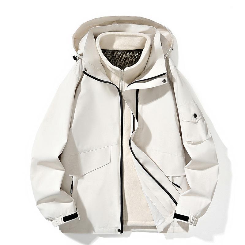 Outdoor Men's Autumn and Winter New Style Windproof and Waterproof Couple's Versatile Mountaineering Clothing Work Jacket Men's Solid Color Jacket