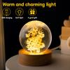 3D Crystal Ball Crystal Flower Night Light Dandelion Crystal Ball Night Lamp Birthday Gift Home Desktop Decoration with Base