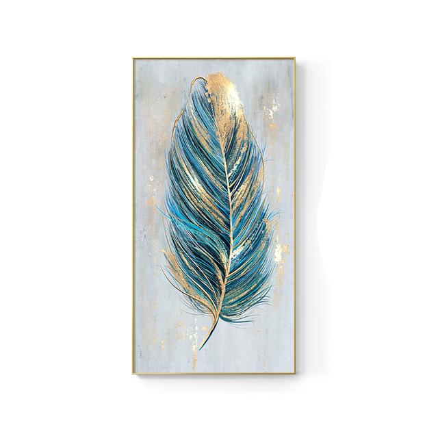 Abstract Golden Feathers Oil Painting Printed On Canvas Posters and Prints for Living Room Porch Home Decoration Cuadros
