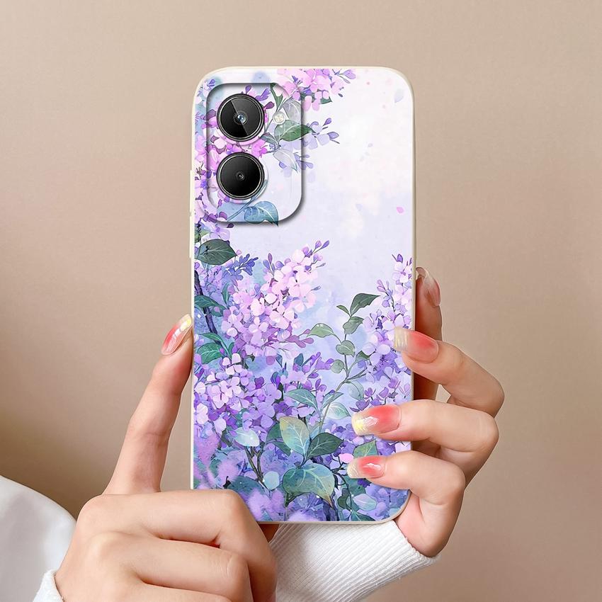 Для Oppo Realme 10 12 12X 11 11X C12 C15 C21 C21Y C31 Чехол для телефона Модный изящный узор с цветами Высококачественный противоскользящий чехол Для Oppo Силиконовый чехол