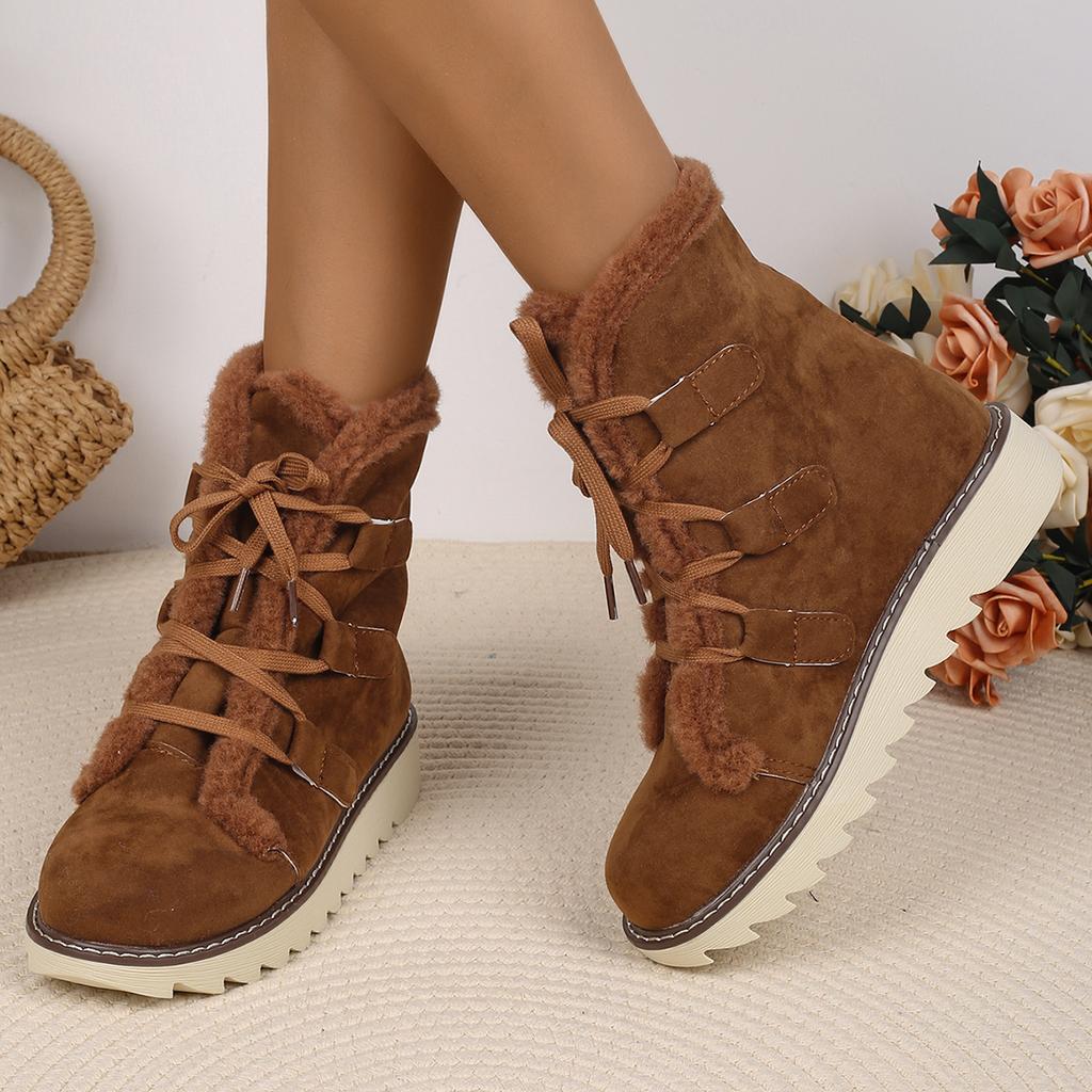 Fashion Women Fashion Flat Snow Boots Comfortable Strap Anti-slip Short Ankle Boots Winter New Round Designer Shoes Zapatos De Mujer