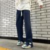 Мужские однотонные свободные спортивные штаны с широкими штанинами, мужские повседневные модные спортивные штаны
