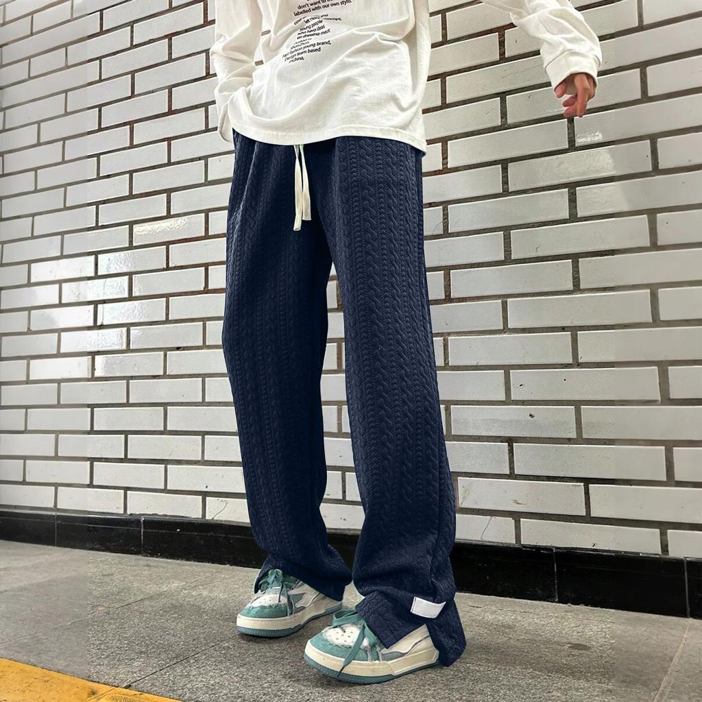 Мужские однотонные свободные спортивные штаны с широкими штанинами, мужские повседневные модные спортивные штаны