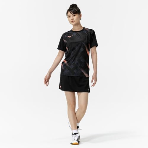 Mizuno Игровая футболка для настольного тенниса, с коротким рукавом, сертифицирована JTTA, влагоотводящая, быстросохнущая, унисекс, 82JAC103, черная