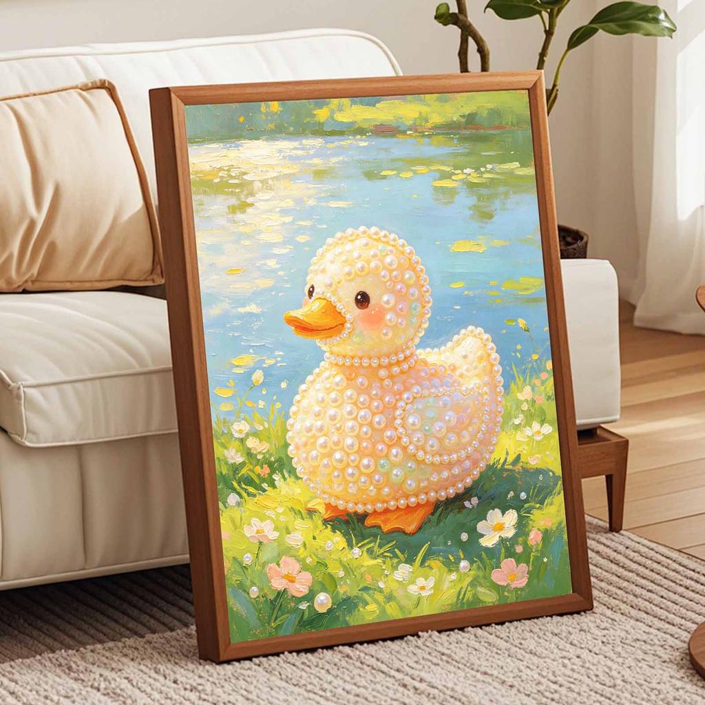 Набор для DIY-живописи жемчугом в рамке Милый Утенок Блестящий Бисерный Холст Искусство для Декора Гостиной Настенный Подарок Набор Декора