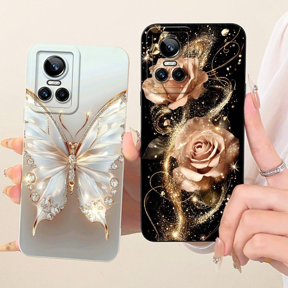 Для Realme GT Neo3 Neo5 130W 250W Realme GT3 Чехол для телефона Узор с бантом Цветок Бабочка Девичий Задняя крышка Силиконовый Мягкий корпус