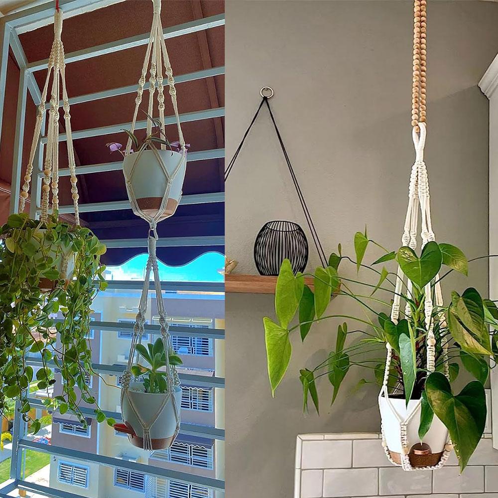 Макраме ручной работы вешалка для растений корзины держатель для цветочных горшков балкон подвесное украшение узел подъемный канат товары для дома и сада