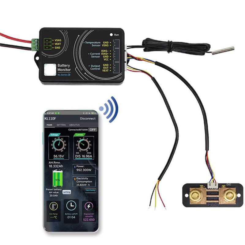 A96I-KL110F 0-120В 0-100А Монитор аккумулятора Bluetooth Тестер аккумулятора Вольтметр Амперметр Ваттметр Кулонометр аккумулятора