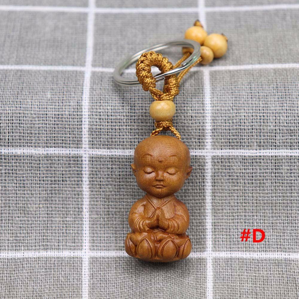 Bag Pendant Engraving Wood Carving Craft Buddha Guanyin Key Ring Keychain Keyfob Car Accessories