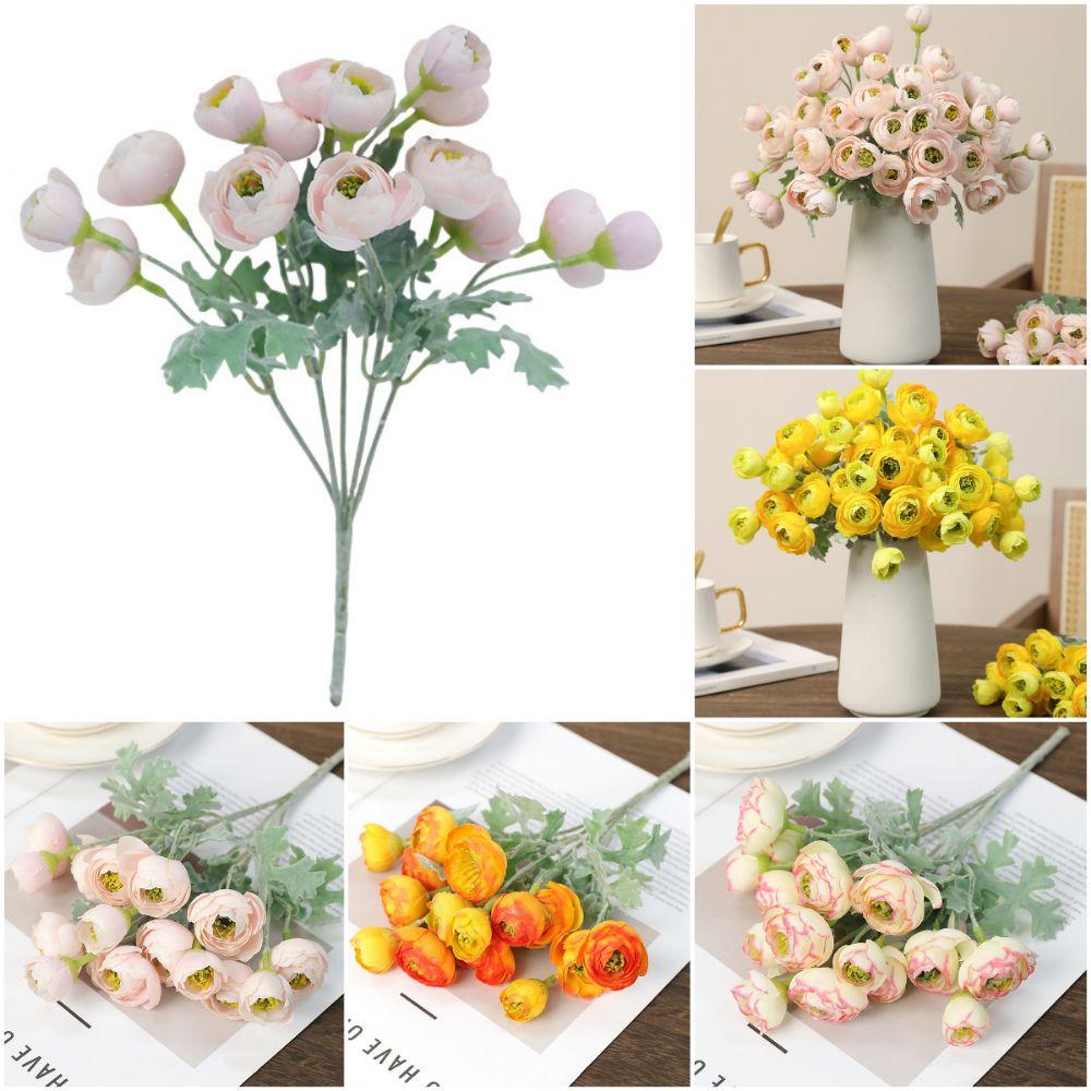 Multicolor Camellia Artificial Flower Flocking Faux Flower Wedding Ornament