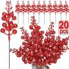 14 Heads Glitter Artificial Berries Branch Xmas Tree Red Holly Berry Flowers Bouquet Fake Plants Christmas Party Home Decoration