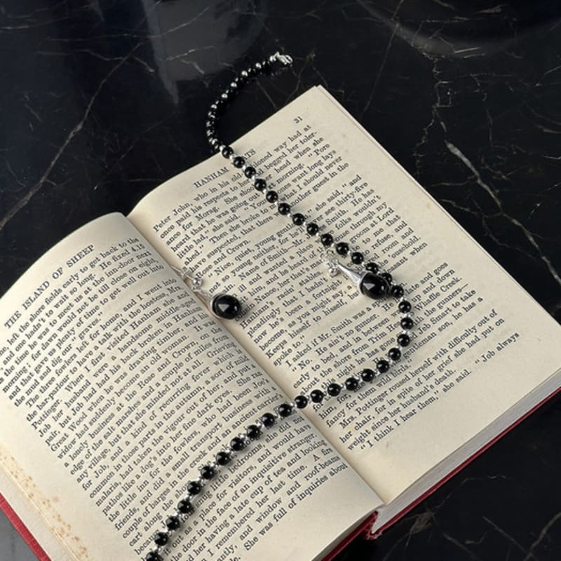 mosxe [925silver] Silver&onyx necklace