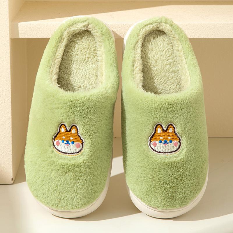Home Home Fashion Warm Bag Head Plush Slippers Women'S Winter Couple Cartoon Personality Non-Slip Cotton Slippers