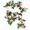 200cm Artificial Rose Vine Silk Hanging Flower Wall Christmas Rattan Fake Plants Leaves Garland Romantic Home Wedding Decoration