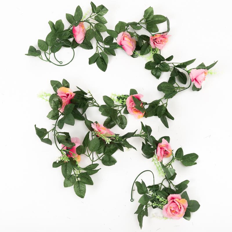 2Pcs 2.2M Artificial White Flower Fake Rose Hanging Vines Plants Leaves Artificials Garland Flowers Wedding Party Decoration