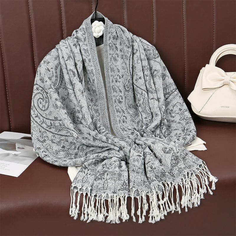 New Winter Women Cotton Jacquard Scarf Big Shawl Fashion Elegant Lady Long Printing Decorate Scarves Sun Protection Bandana