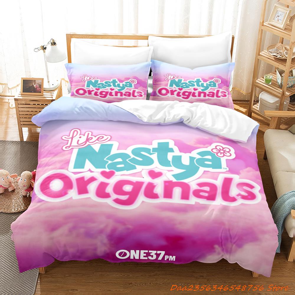 Like Nastya Bedding Set Single Twin Full Queen King Size Bed Set Aldult Kid Bedroom Duvetcover Sets 3D Anime Bed Sheet Set