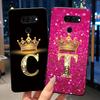Fashion Unique Crown Letter A To Z Phone Case For LG K40S LM-X430 Bumper Silicone Black Case For LG Q70 Shockproof Soft Cover