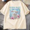 Alpha Male T Shirt Casual Cotton Meme Tshirt Silly Weird Goat Graphic Tee Fashion Short Sleeve O Neck Printed Tshirt Clothing