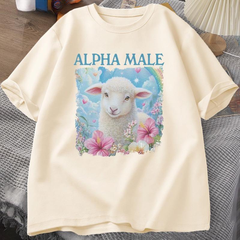 Alpha Male T Shirt Casual Cotton Meme Tshirt Silly Weird Goat Graphic Tee Fashion Short Sleeve O Neck Printed Tshirt Clothing