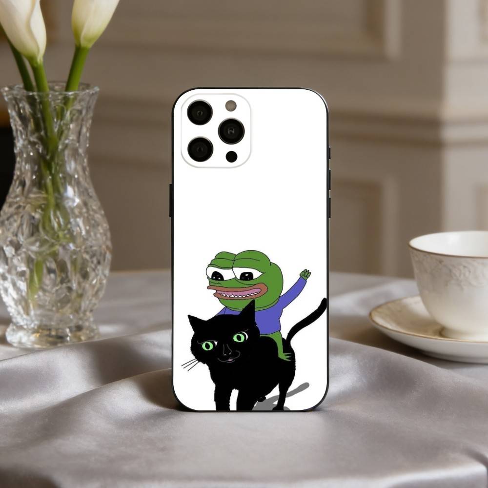 Смешной чехол для телефона с P-Пепе Лягушонком для iPhone 17pro, 16,15,14,13,12,11 X XR Plus, Другие Мягкий Черный Чехол