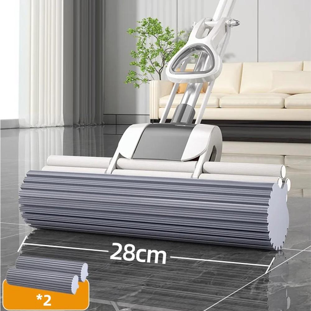 Sponge Mop System with Collapsible Mop Home Tile Floor Bathroom Cleaning Squeegee and Extendable Telescopic Long Handle