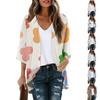 Women's Floral Print Puff Sleeve Kimono Cardigan Loose Cover Up Casual Blouse 3/4 Puff Sleeve  Tops