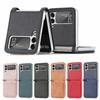 Anti -Scratch Luxury Leather Phone Coque Case For Samsung Galaxy Z Flip 4 5g Flip4 Flip 3 Flip3 Zflip4 Card Slot Funda Cover