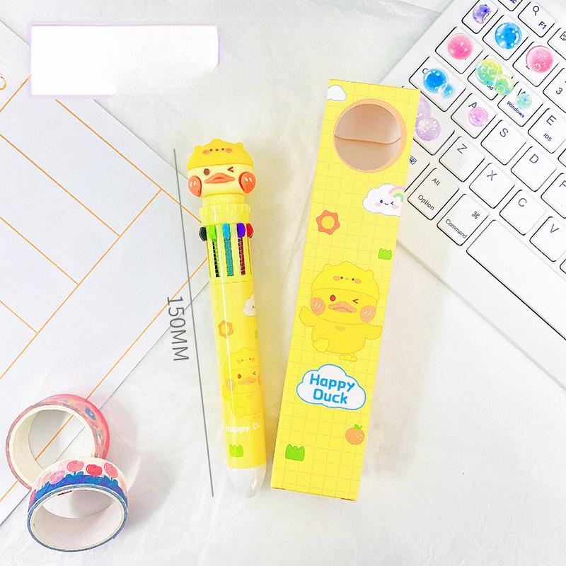 Мультяшная 10-цветная шариковая ручка для написания студенческих экзаменационных принадлежностей Моделирование в соответствии с многоцветной ручкой