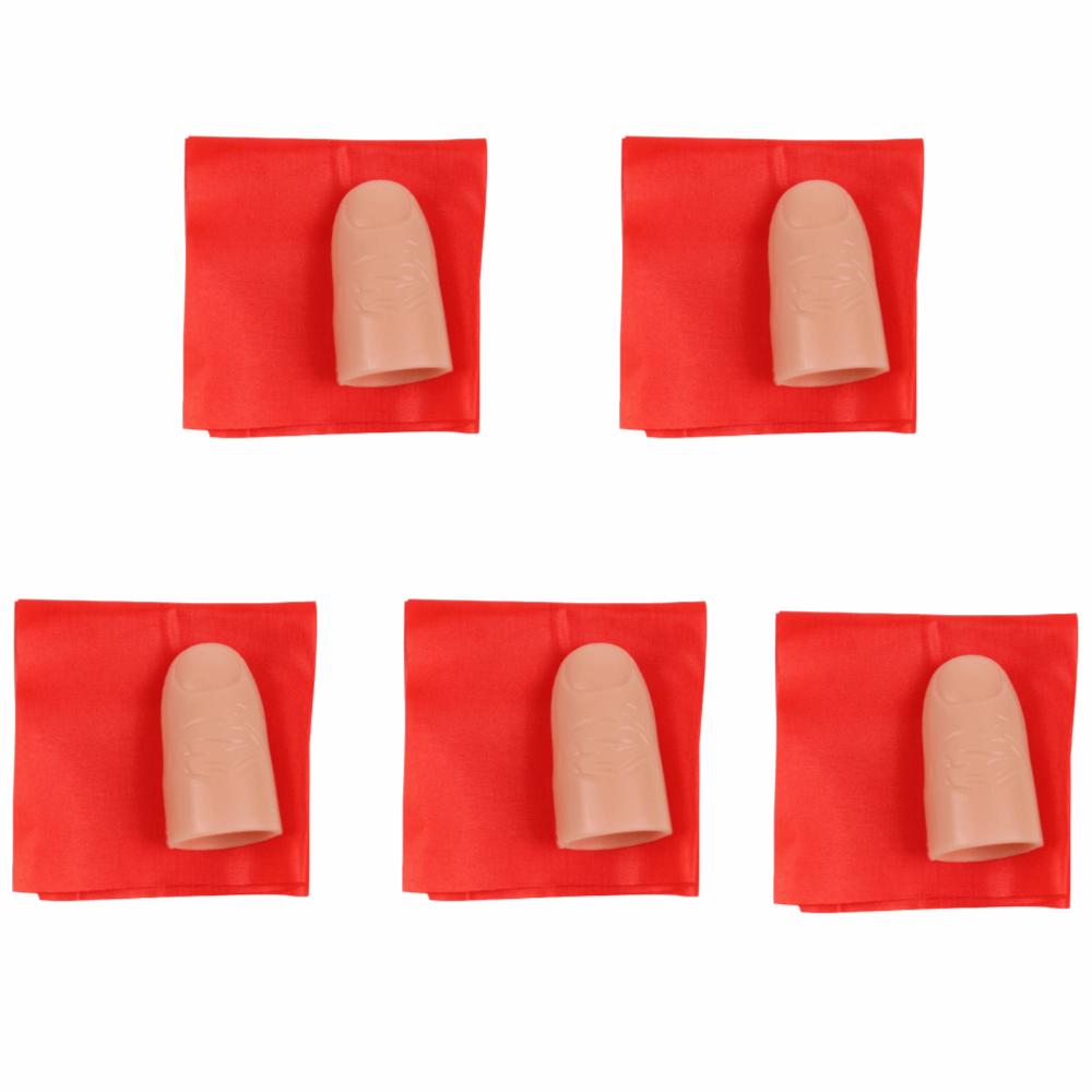 5Pcs Red Silk Magic Prop Fake Finger Finger Magic Trick Prop Fake Thumb Tip  Close Up Magic