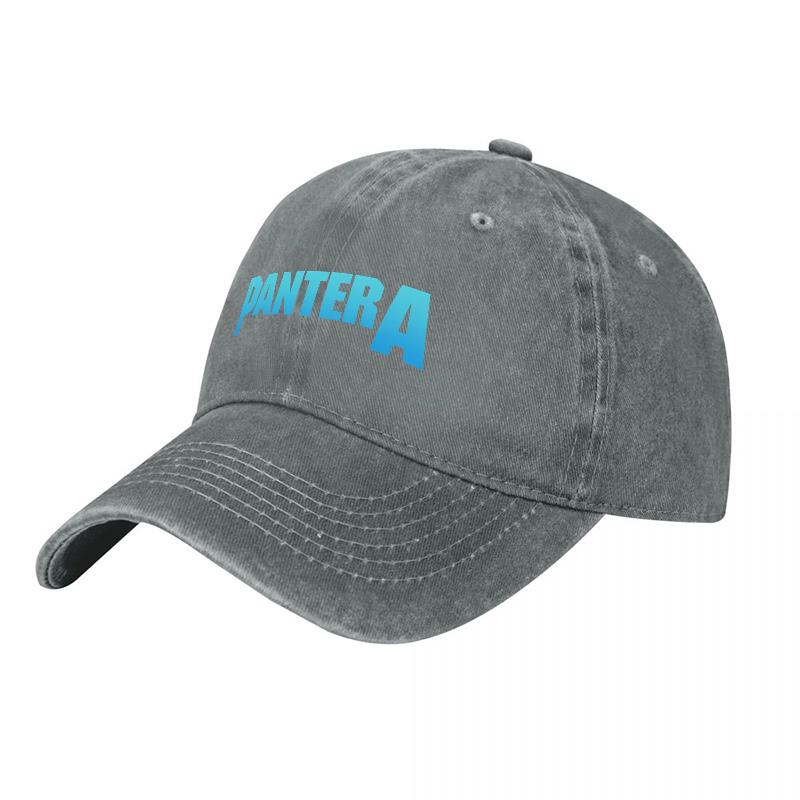 Pantera Logo Washed Cotton Baseball Cap Classic Fit Unisex Adjustable Hat Black w Blue Embroidery
