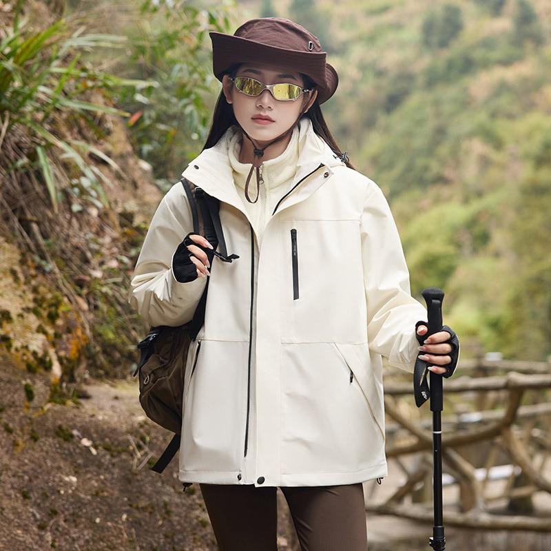Men Women Waterproof Windproof 3-in-1 Hiking Jacket With Removable Insulated Liner Outdoor Trekking Camping Cycling