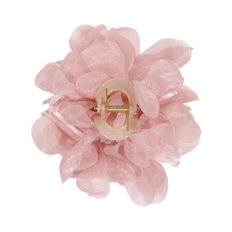 Женская красивая заколка-акула, чувствительная к дыму, шифоновый цветок, зажим для волос, темпераментная заколка на затылок, аксессуары для волос
