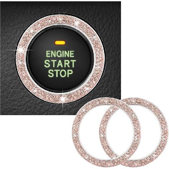 Блестящий кристалл с двойными стразами, декоративное кольцо для запуска двигателя автомобиля, сверкающая наклейка на кнопку запуска, ключ зажигания и; Ручка Кольцо Украшение, Bling