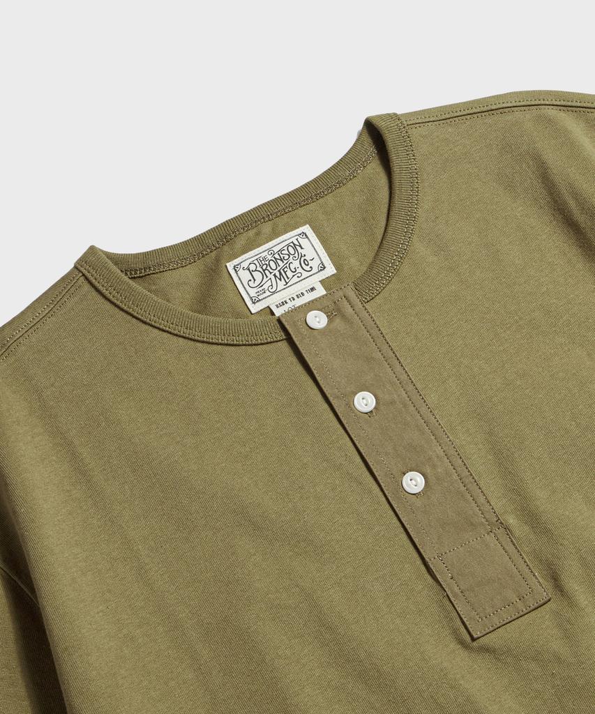 Beulonseun Винтажная футболка-henley с коротким рукавом Зеленая