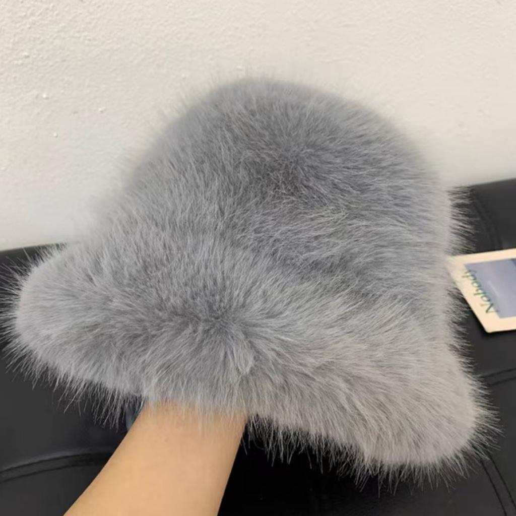 Y2k пушистые искусственные меховые панамы для женщин из кроличьего меха, теплая толстая плюшевая зимняя шапка для женщин, роскошная хип-поп-вечеринка, панама, кепка рыбака