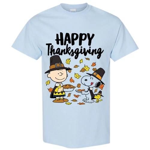 Happy Thanksgiving Charlie Snoopy Woodstock T-Shirt Multicolor