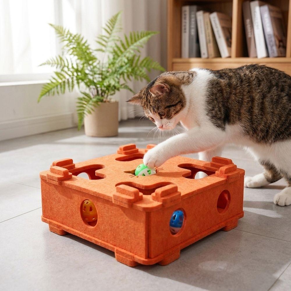 Interactive Cat Puzzle Toy Felt Interactive Cat Toy Entertainment Cat Maze Play Box Kitten