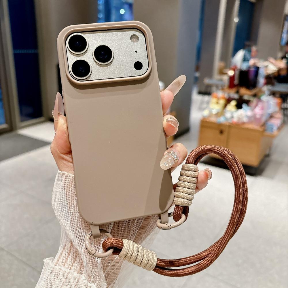 Жидкий силиконовый ремешок на запястье Конфетный чехол для iPhone 18 17 Air 16 15 14 13 Pro Max Plus Шнурок Ударопрочный Защита от потери Мягкий чехол
