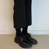 Sheepskin Version~ Thick-soled British Leather Lace-up Small Leather Shoes Women's Versatile Retro College Style Thick Heel Round Head Loafers