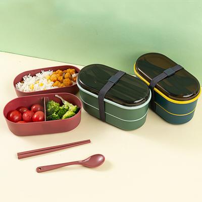 Двухслойный ланч-бокс с посудой, герметичный ланч-бокс Bento Box 800 мл, легкий, термостойкий, пищевой