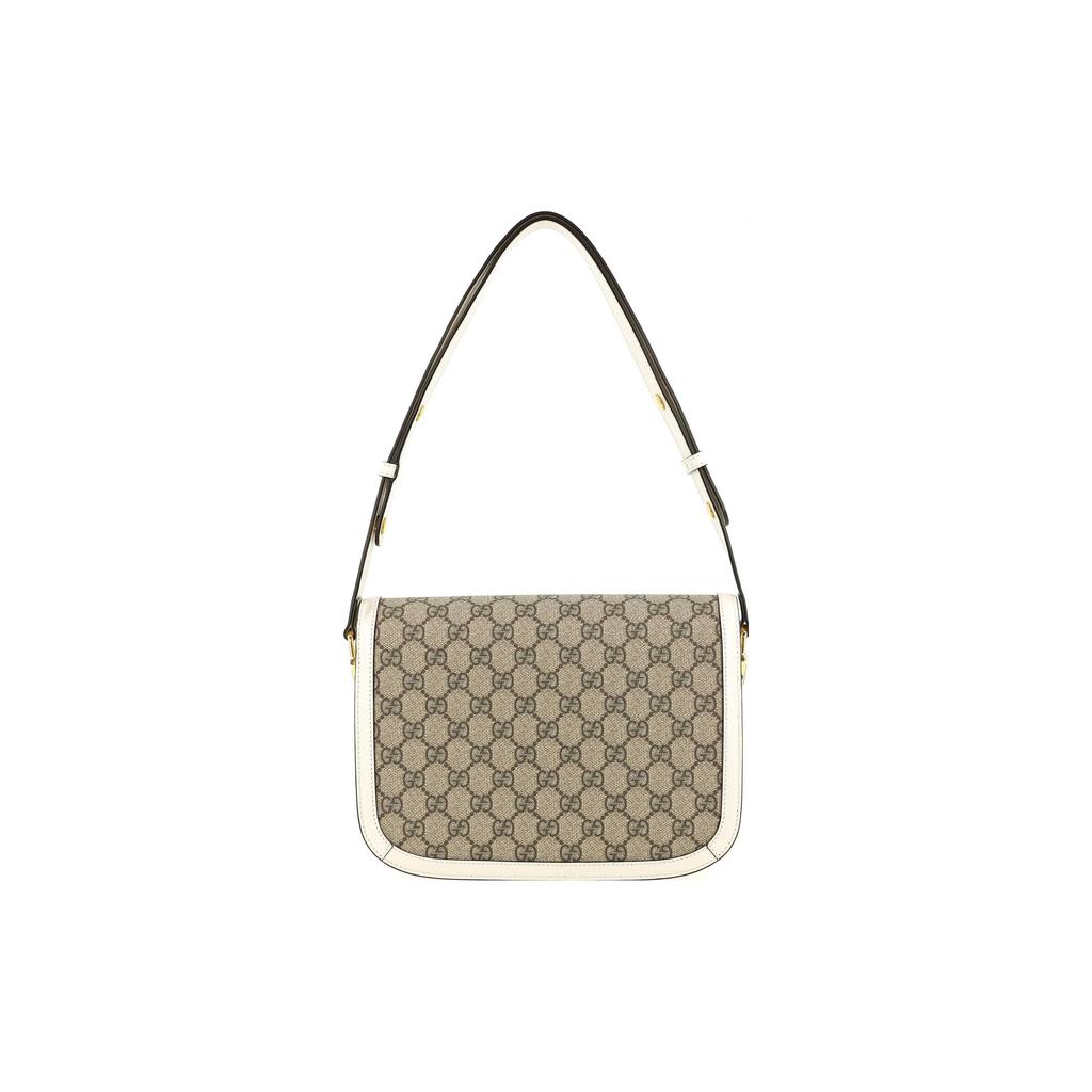 Gucci Horsebit 1955 Vintage Logo Canvas And Leather Saddle Bag Women Shoulder Bag Ebony White 602204-92TCG-9761