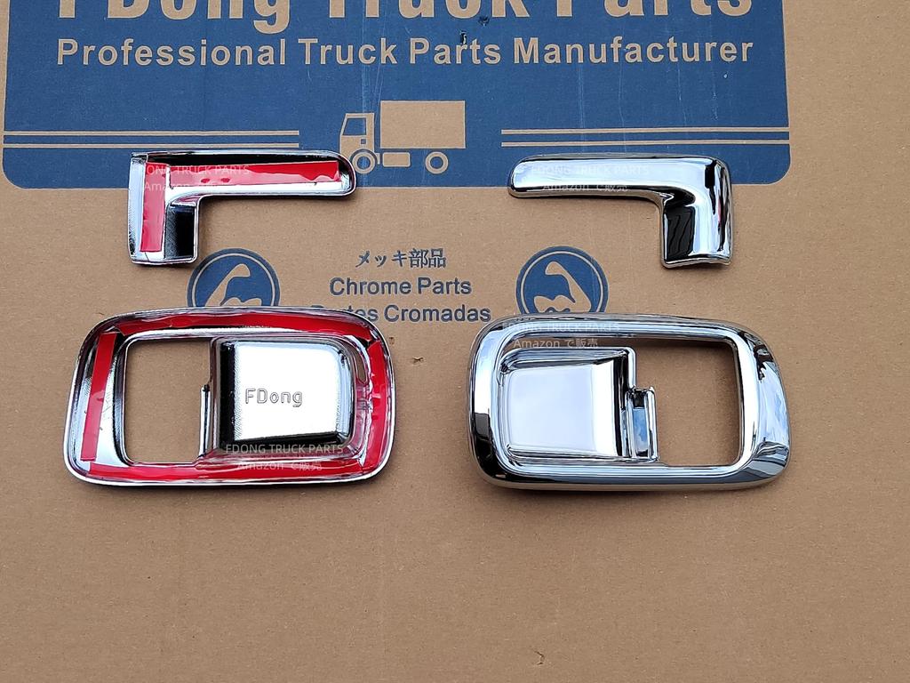 HINO Grand Pro Inner Handle Set and Chrome Fits New Loop Profia Profia/Ranger Cover/Garnish (Left Right) Plated, Stick-On Type, Profia/Air [Used]