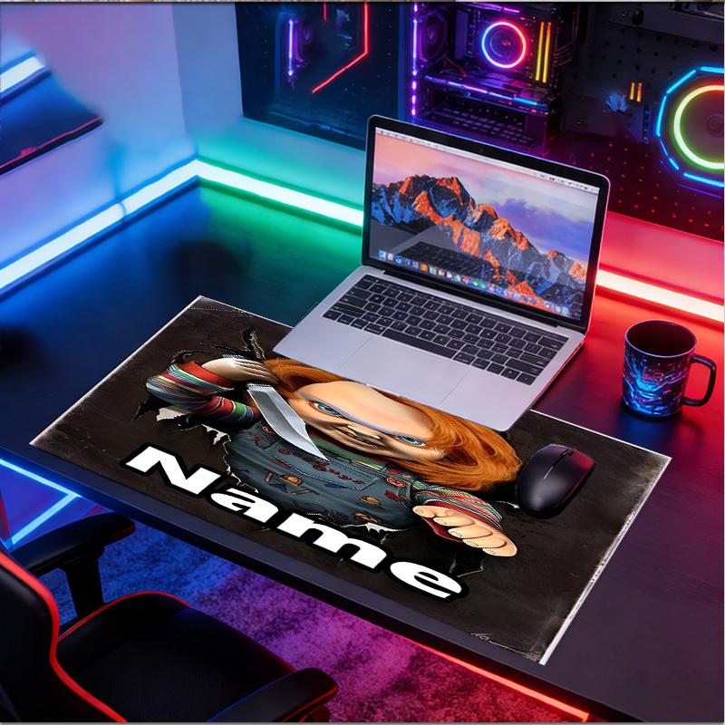 Custom Name Personalized horror movie Pattern Mousepad, Laptop PC Desk Mat, Decorative Desk Mat for Home Keyboard Pad Gift