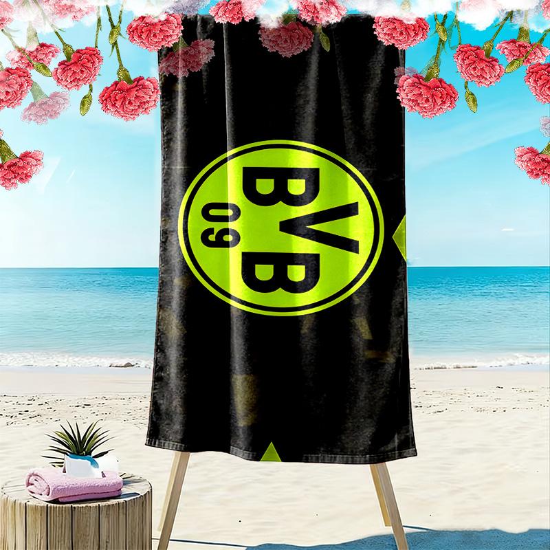 Borussia Dortmund Print Beach Towel, Large Soft Quick Dry Towel for Beach Camping Swimming