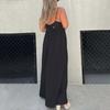 Women Jumpsuit Deep V Neck Backless Wide Pure Leg Loose Sleeveless Color Pleated Spaghetti Strap Casual Vacation Beach