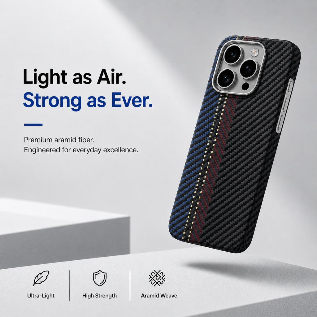 For iPhone 14 15 Pro/Pro Max Aramid Fiber Carbon Fiber Magnetic Phone Case Ultra-Thin and Lightweight Business Protective Case